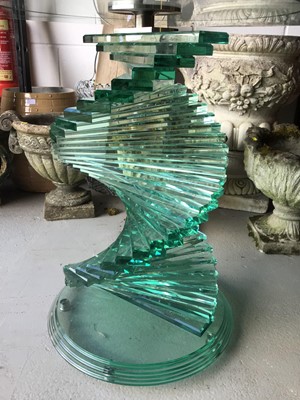 Lot 182 - Good quality stylish glass table with circular top on spiral staircase support, 122cm diameter,  78cm high