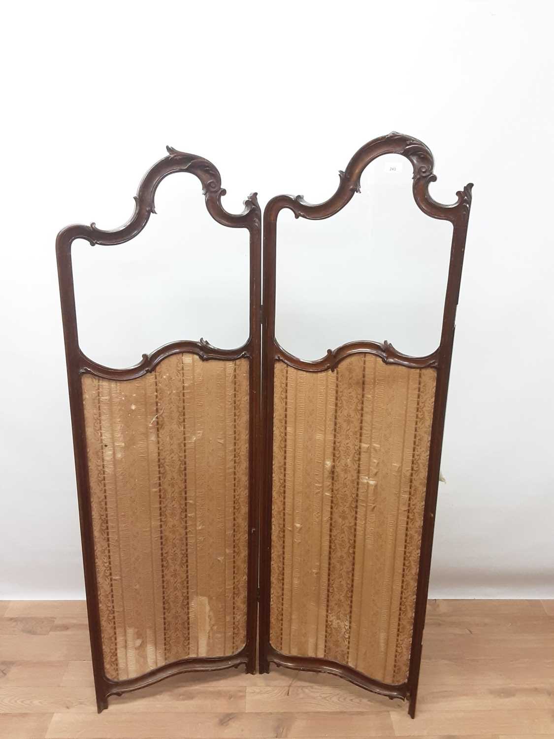 Lot 243 - Edwardian mahogany framed two panel screen