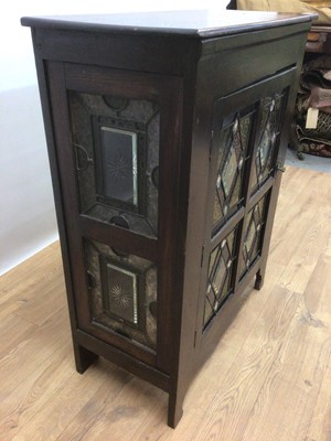 Lot 107 - Early 20th century cabinet with shelved interior enclosed by stained and leaded glazed door, 68cm wide, 32cm deep, 86cm high