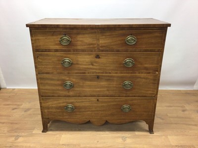Lot 280 - Nineteenth century mahogany chest of two short and three long graduated drawers on splayed bracket feet, 109cm wide, 52.5cm deep, 103cm high