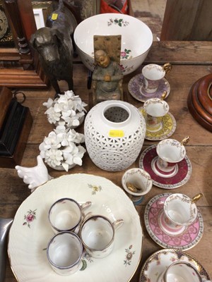 Lot 23 - Collection of 19th century and later porcelain to include French teaware, bronze resin dog and other china