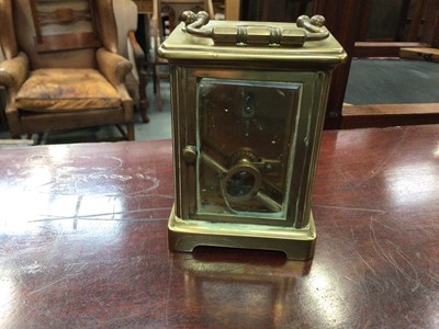 Lot 111 - Brass cased carriage clock, the white enamel dial signed Webster & Co. & Jenner & Knewstub
