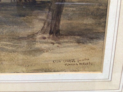 Lot 106 - Victorian watercolour - Eton from the playing fields, signed with initials and dated 1850