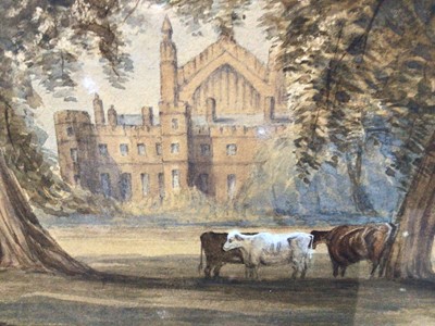 Lot 106 - Victorian watercolour - Eton from the playing fields, signed with initials and dated 1850