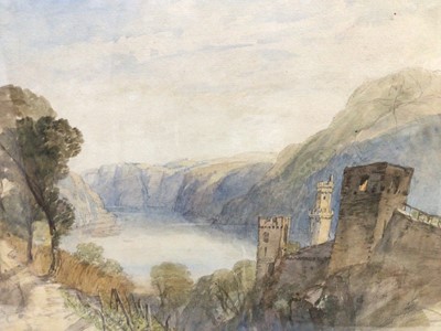 Lot 99 - Andrew Hunt (1796-1861) watercolour - View on the Rhine