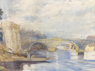 Lot 108 - Gerald Callcott Horsley (1862-1917) watercolour - Florence, River Arno