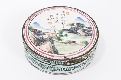 Lot 57 - 18th century Cantonese enamel snuff box of circular form