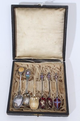 Lot 406 - George V silver and enamel Brighton souvenir spoon (Birmingham 1919)  and others