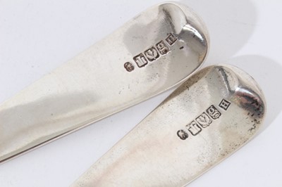 Lot 342 - Pair of George III Scottish Silver Old English pattern basting spoons with engraved armorials