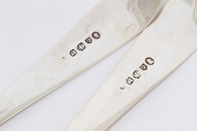 Lot 343 - Pair of George III Scottish Silver Old English pattern basting spoons with engraved armorials