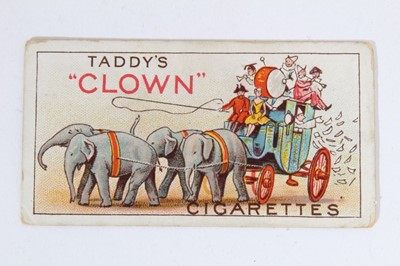 Lot 189 - Cigarette cards - Taddy & Co. Type card Clowns & Circus Artists - Elephant pulling a Stagecoach.
