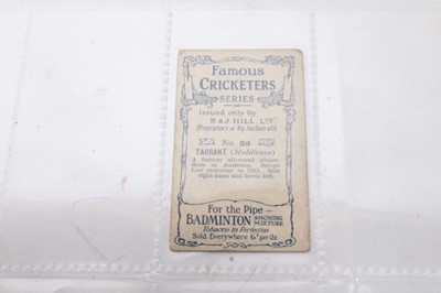 Lot 196 - Cigarette cards - R & J Hill Ltd 1912. Cricketers (Blue Back) - No 28 Tarrant.