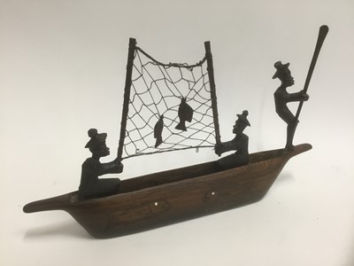 Lot 1845 - African carved wooden model of a fishing boat