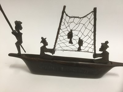 Lot 1845 - African carved wooden model of a fishing boat