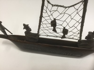 Lot 1845 - African carved wooden model of a fishing boat