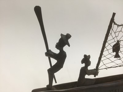 Lot 1845 - African carved wooden model of a fishing boat