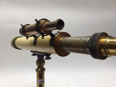 Lot 2274 - Lacquered brass library telescope on mahogany stand