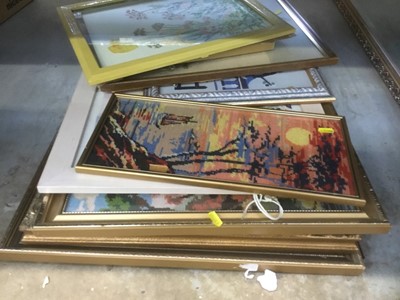 Lot 157 - Collection of various embroidery pictures in glazed frames