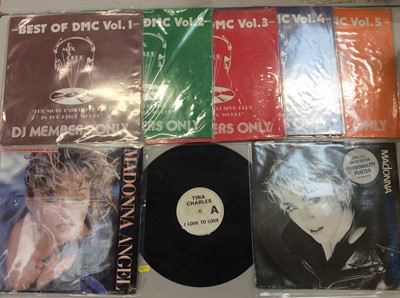 Lot 2065 - Best of DMC, volumes 1 - 5, DMC 'The Mixes' 132 - 156 (excluding 148), each of these are effectively of double album length although 137, 143 and 156 only have one disc, together with Madonna 12" a...