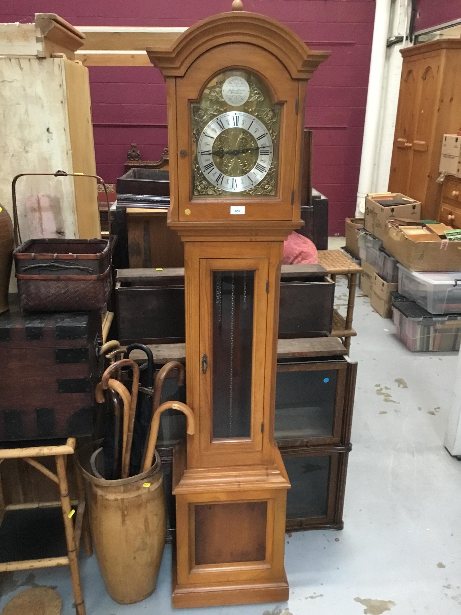 Lot 859 Modern longcase clock with chiming movement