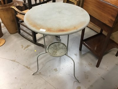 Lot 926 - Grey painted metal circular two-tier garden table