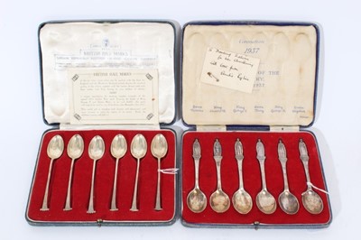 Lot 466 - Set of 1937 Coronation silver spoons and others