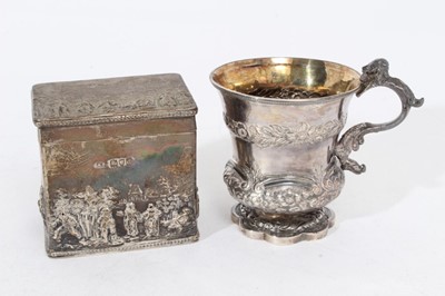 Lot 468 - George IV century silver Christening cup, together with a late Victorian tea caddy