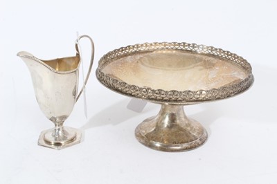 Lot 476 - 1920s silver dish together with a weighted silver cream jug