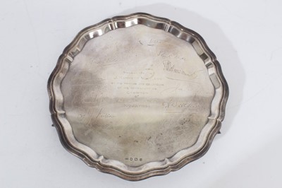 Lot 460 - Contemporary silver salver with pie crust border.