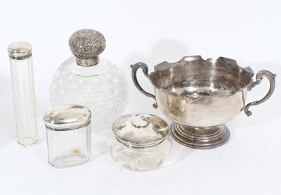 Lot 462 - Large Victorian globular scent bottle, silver rose bowl and other items