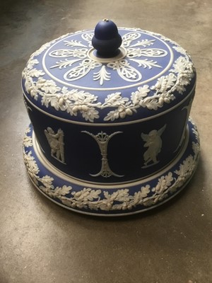 Lot 208 - Wedgwood style cheese dome, Royal Crown Derby part service, other ceramics