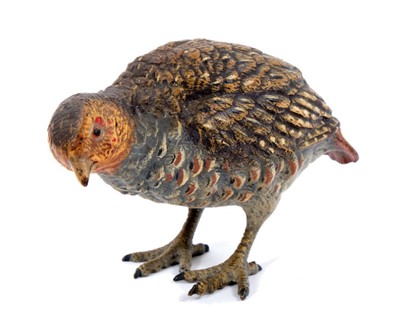 Lot 875 - Good quality late 19th. / early 20th century cold painted bronze model of an English Partridge