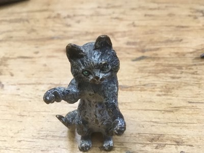Lot 186 - Cold painted bronze cat, other similar figures