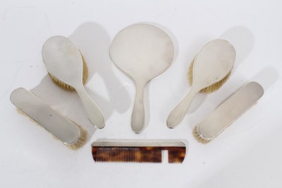 Lot 452 - 1960s Silver hand mirror and brushes etc.