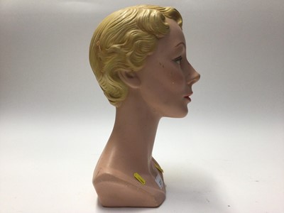 Lot 2217 - 1940s / 50s painted plaster shop display head