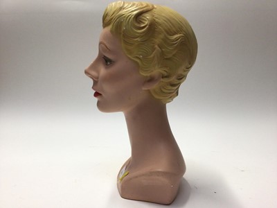 Lot 2217 - 1940s / 50s painted plaster shop display head