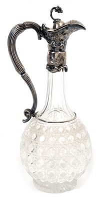 Lot 390 - Victorian silver mounted cut glass claret jug