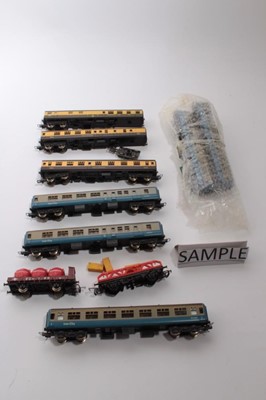 Lot 1658 - Railway 00 gauge selection of unboxed models including Diesel locomotive, carriages, rolling stock and accessories