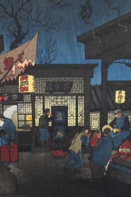 Lot 1200 - *Elizabeth Keith, woodcut - Night Scene, Peking