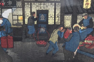 Lot 1200 - *Elizabeth Keith, woodcut - Night Scene, Peking