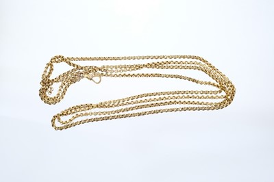 Lot 629 - Victorian 9ct gold link guard chain, approximately 152cm length