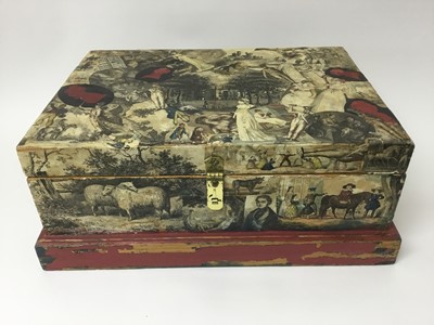 Lot 877 - Victorian découpage pine box with later brass fittings