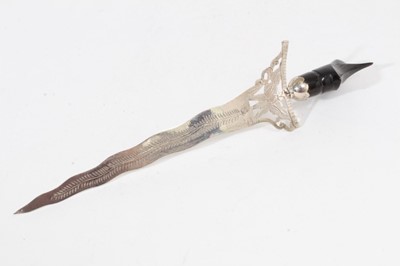 Lot 396 - Eastern white metal letter opener in the form of a Malayan Kris