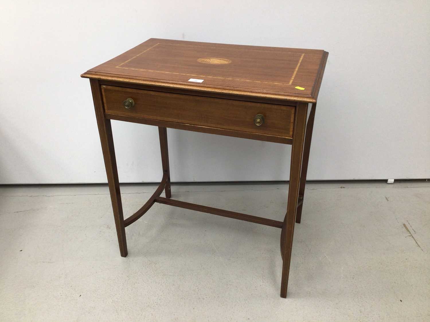Lot 38 - Edwardian style inlaid mahogany side table with single drawer