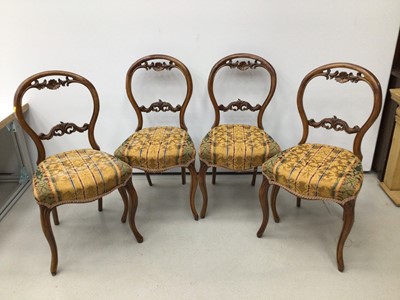 Lot 34 - Set of four Victorian walnut balloon back chairs