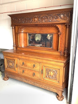 Lot 137 - Impressive late 19th / early 20th century walnut mirror backed sideboard