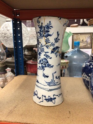 Lot 77 - 18th century delft sleeve vase