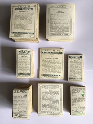 Lot 220 - Cigarette cards selection of golfing cards including Players Golf (large card) (113), Championship Golf Courses (large card) (38), Wills Golfing (large card) (92), Famous Golfers (large card) (7),...