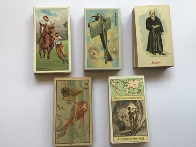 Lot 231 - Cigarette cards BAT Eagle 1914 war weapons (30), Siamese Play-Phra Aphai (36), Teal fish series (30), 1908 Army Life (printed back) (25), Peninsular Tobaco Co Products of the World (25) VG-EX