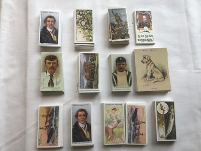 Lot 235 - Cigarette card reprints a selection of sets incl Wills Cricketers 1896 (x2 sets), Puppies large cards, Waterloo, Fish & Bait plus others.  All VG-EX (13 sets)
